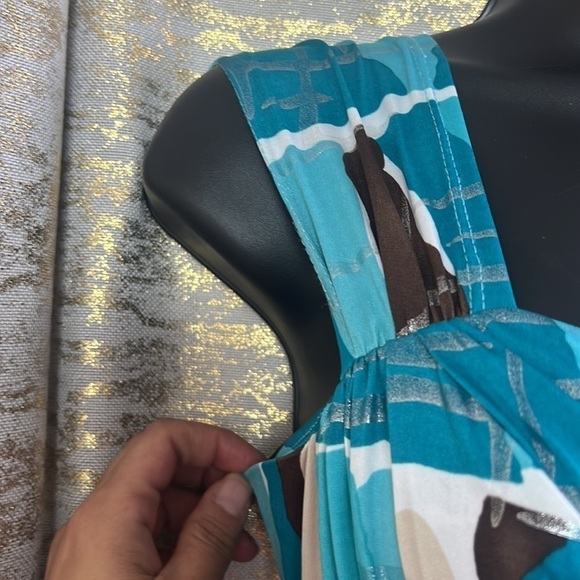 Vintage🧚‍♀️ Frank Lyman Design Blue Abstract Print Summer Dress Size 4 - Picture 6 of 12